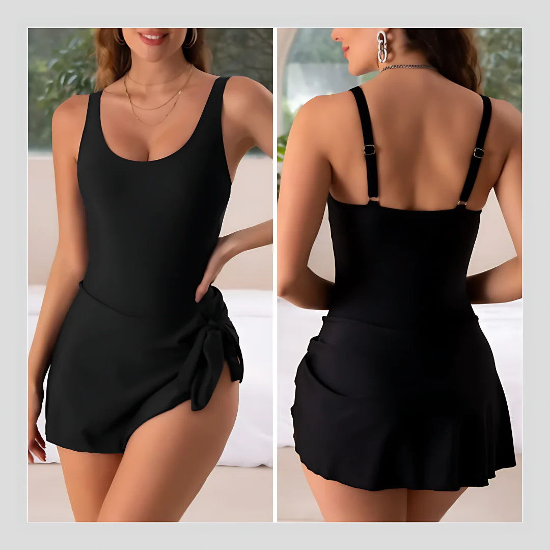 Women's Tummy Control One-Piece Swimsuit with Skirt