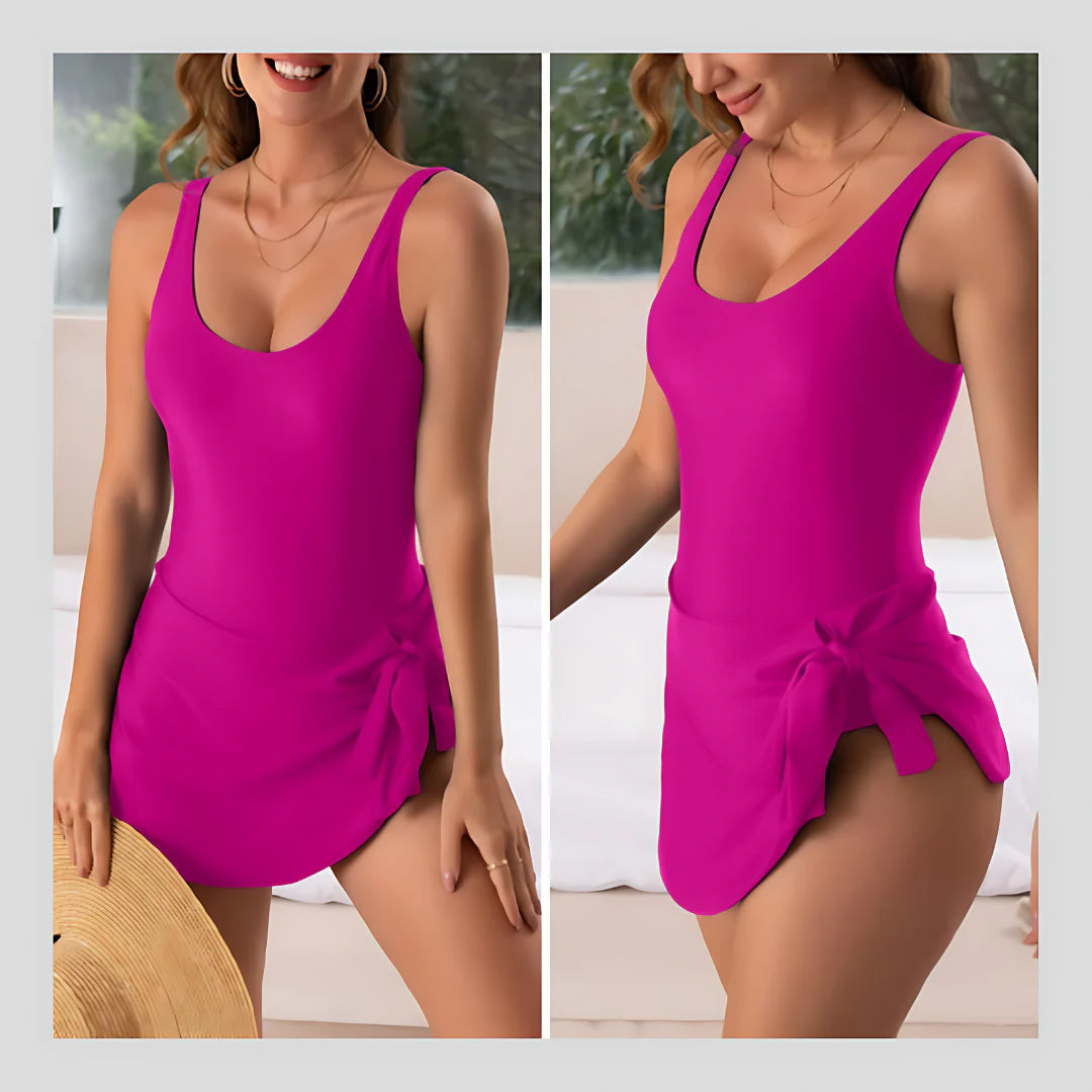 Women's Tummy Control One-Piece Swimsuit with Skirt